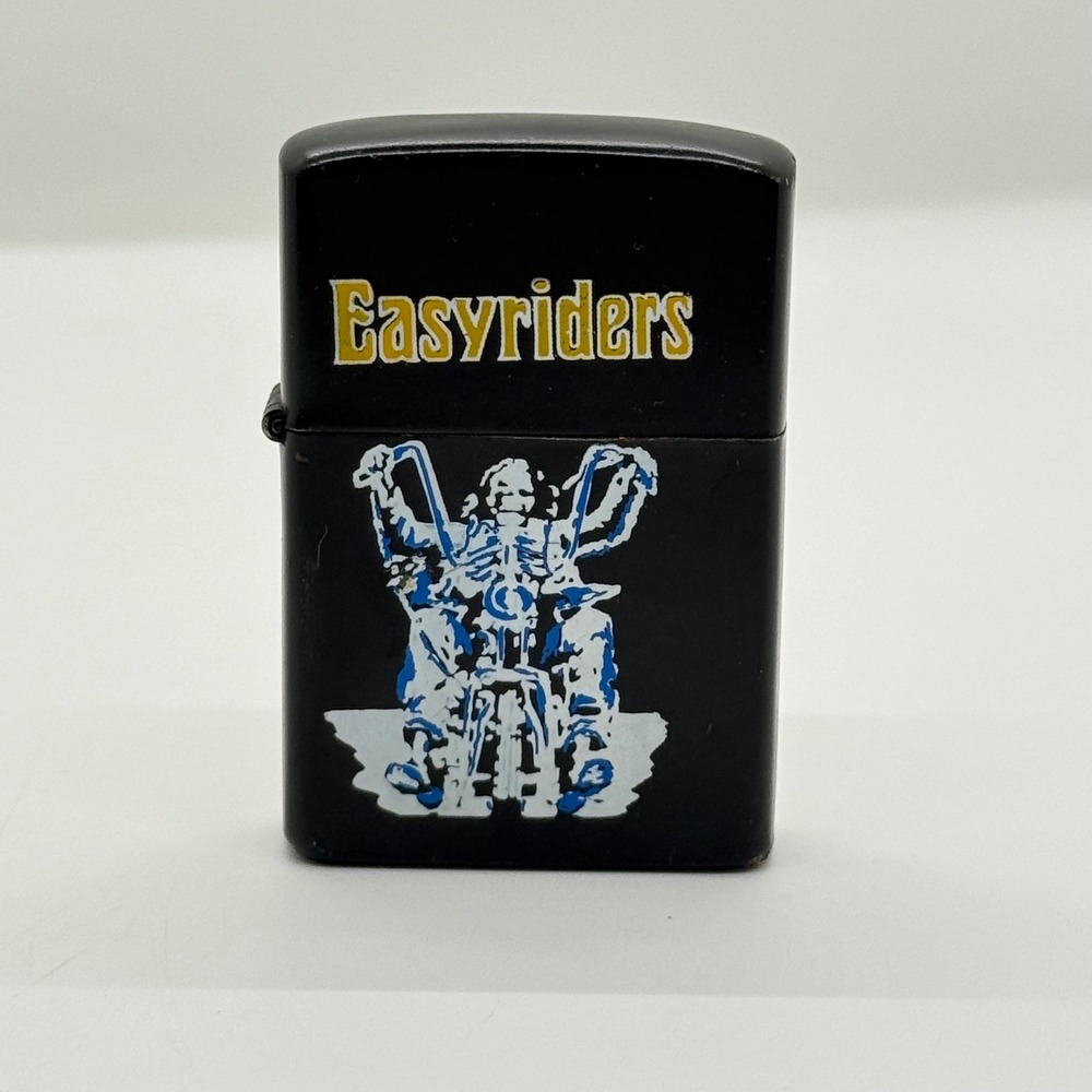 VTG Easyriders Skeleton Biker Flip Top Lighter Black Outlaw Motorcycle Chopper